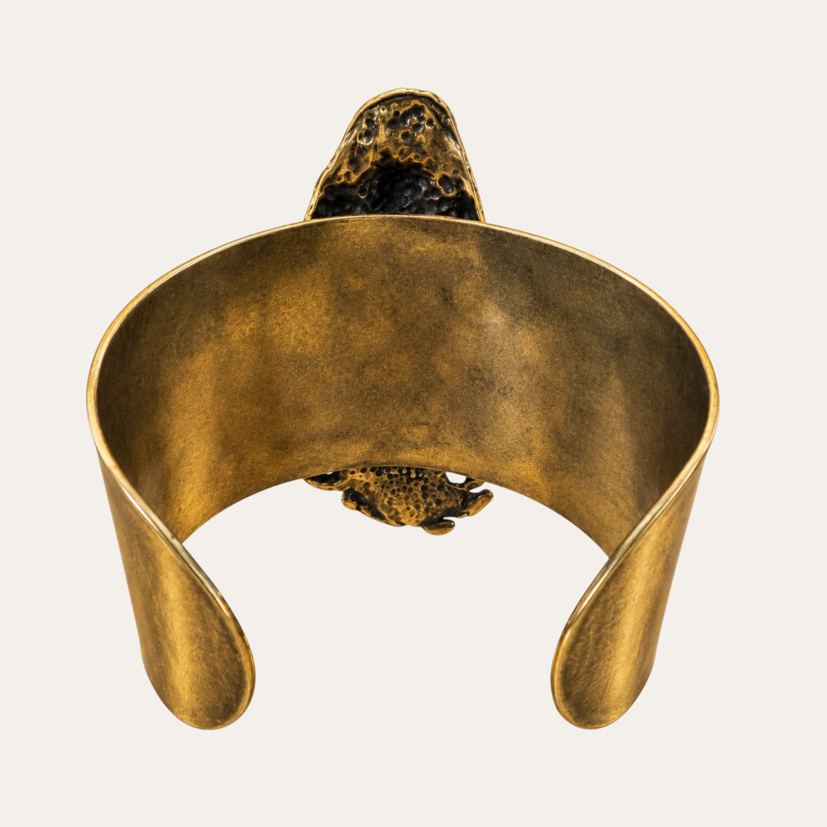 Vintage Sculptural Brass Face Statement Cuff Bracelet