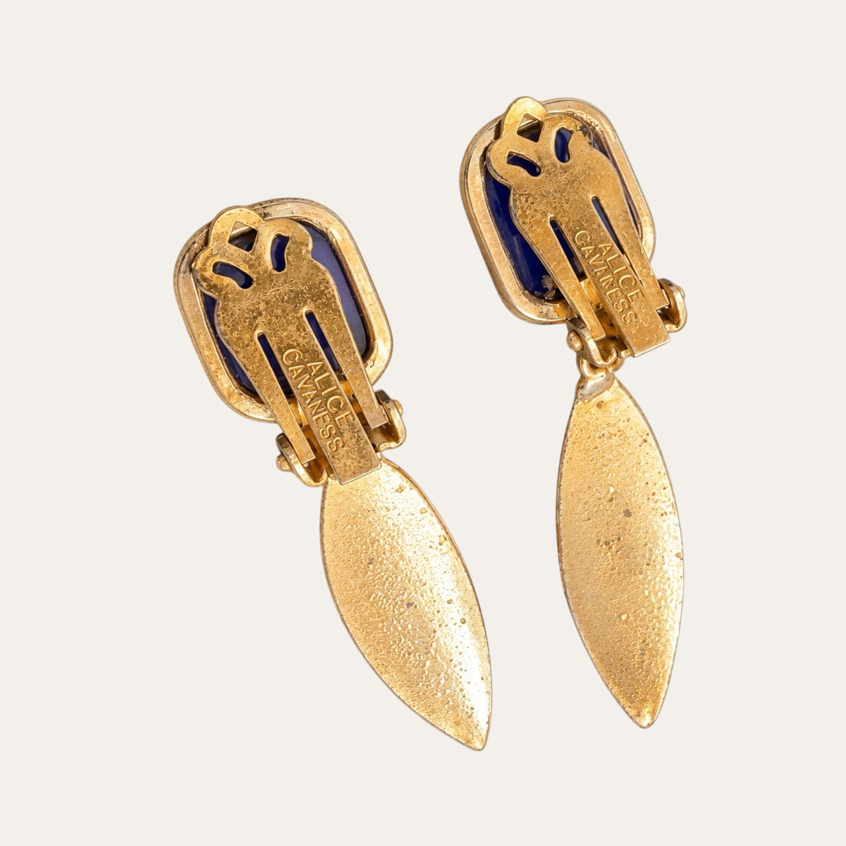 Alice Caviness 1950s Blue Glass & Filigree Brooch and Earrings Demi-Parure