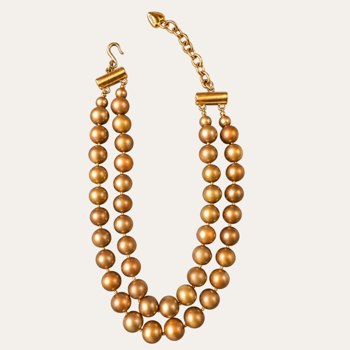 Vintage Carolee Double-Strand Gold Pearl Statement Choker Necklace — Circa 1980s