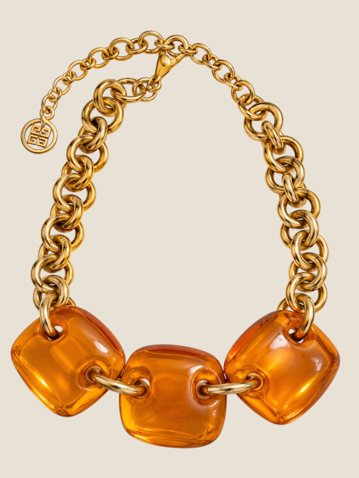 Vintage Givenchy Amber Lucite Statement Necklace | 1990s French Couture Glamour