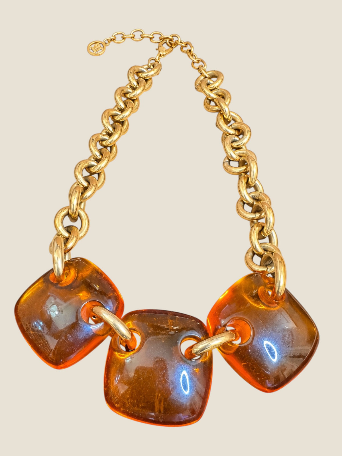 Vintage Givenchy Amber Lucite Statement Necklace | 1990s French Couture Glamour