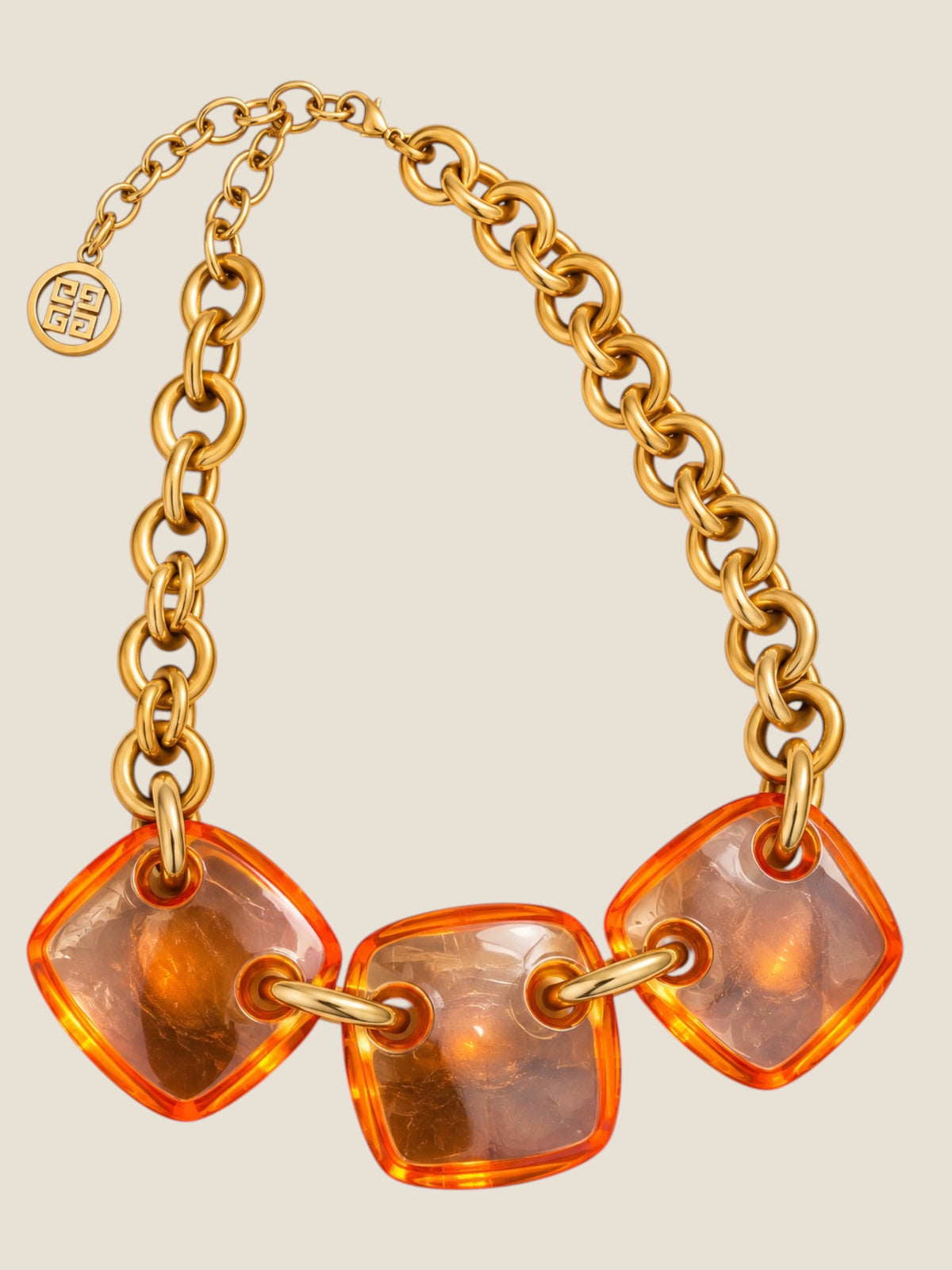 Vintage Givenchy Amber Lucite Statement Necklace | 1990s French Couture Glamour