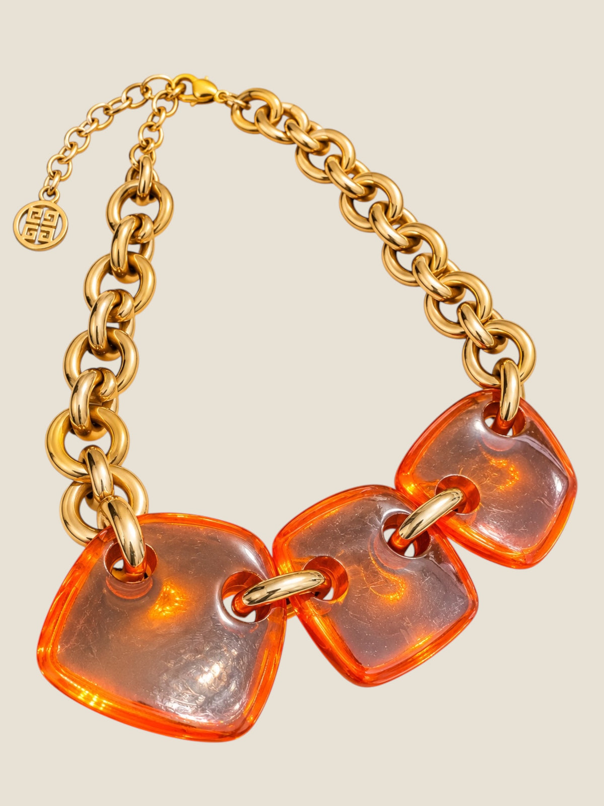 Vintage Givenchy Amber Lucite Statement Necklace | 1990s French Couture Glamour