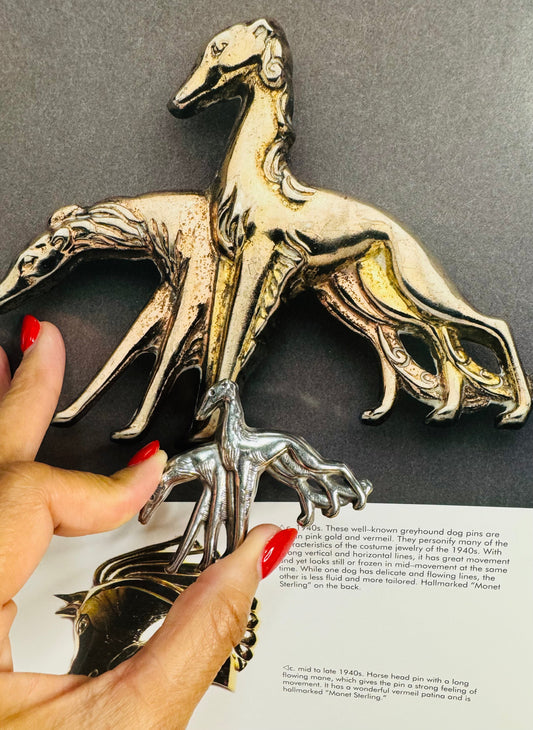 Grace in Motion: The 1940s Monet Sterling Greyhound Pin
