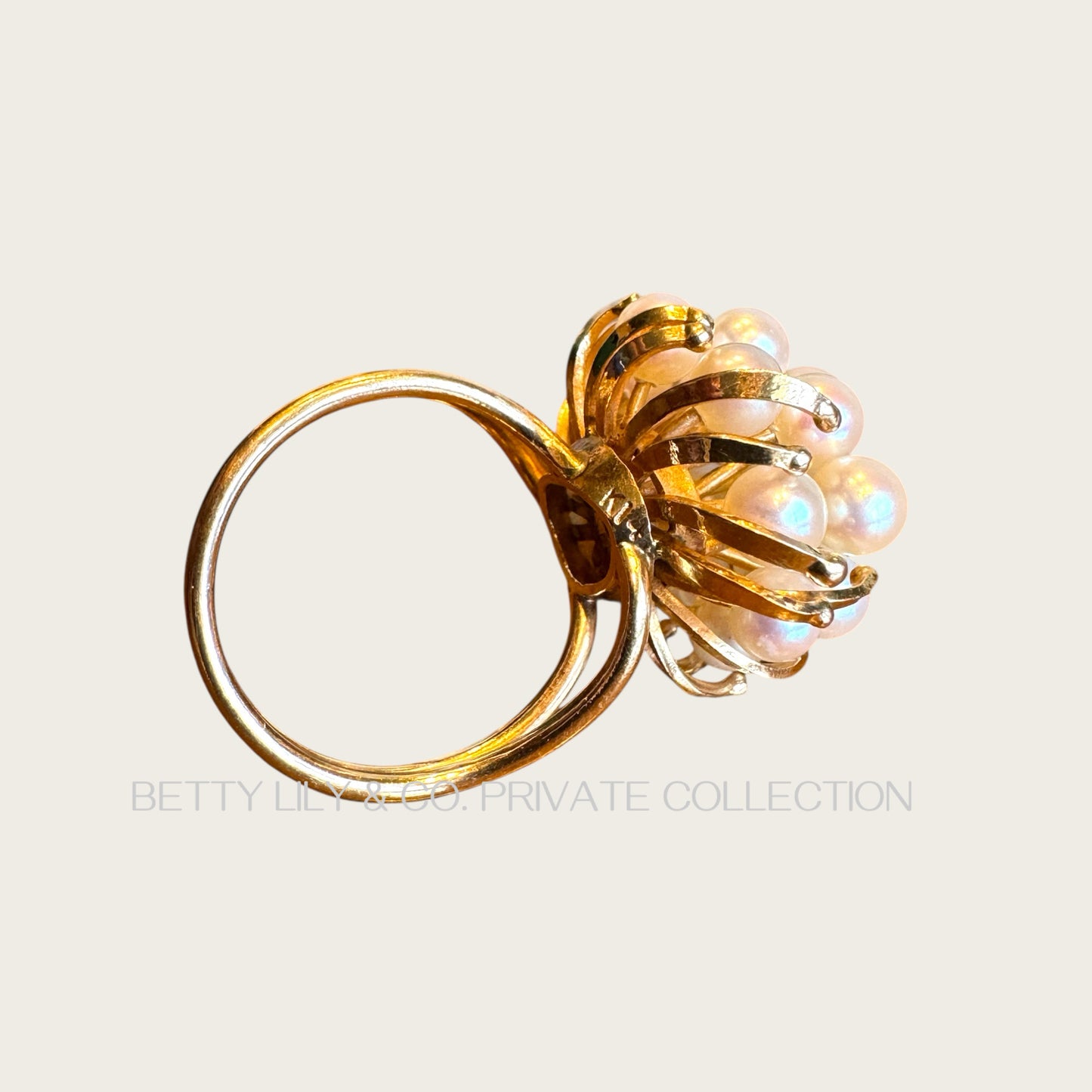 Vintage 14K Gold Split-Shank Natural Pearl Cluster Ring | Private Collection