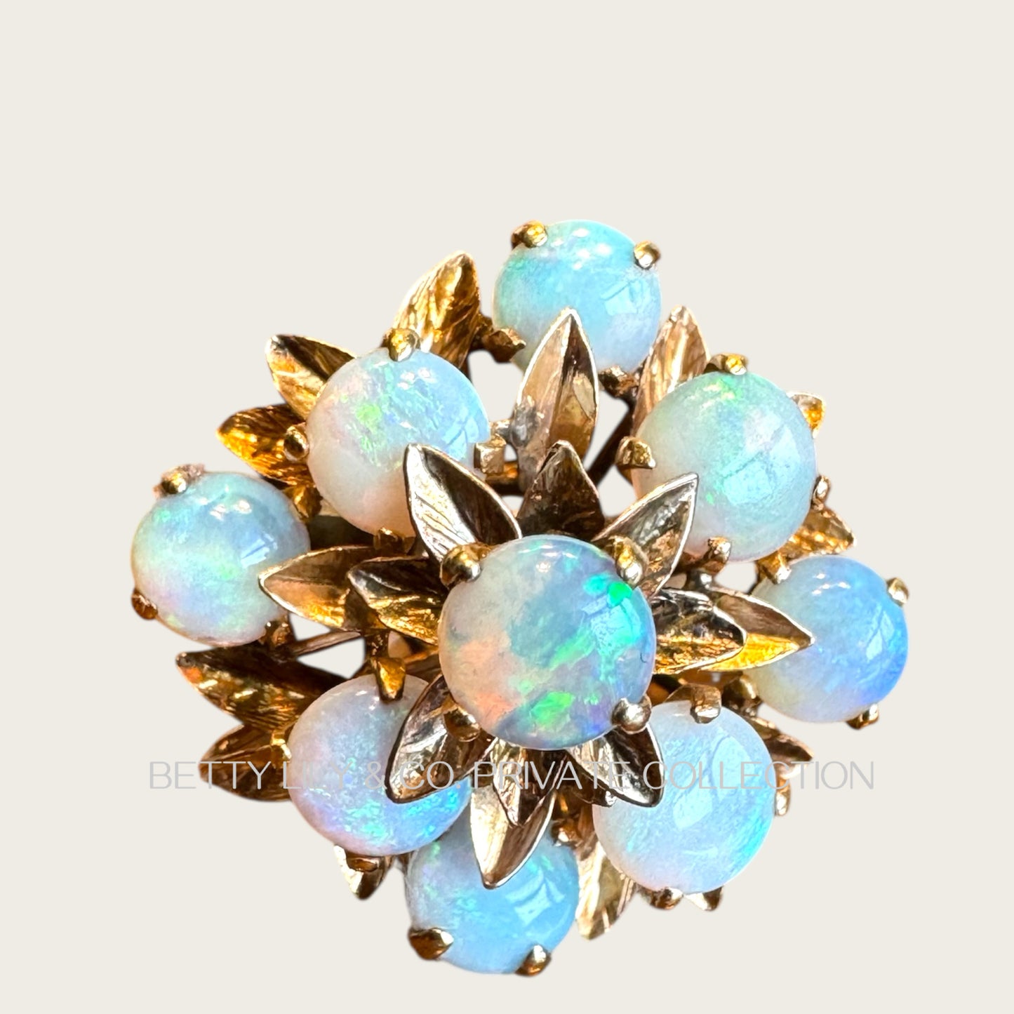 Vintage 14K Gold Domed Natural Opal Cluster Ring | Private Collection