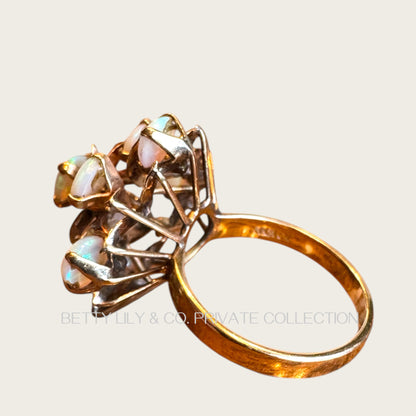 Vintage 14K Gold Domed Natural Opal Cluster Ring | Private Collection