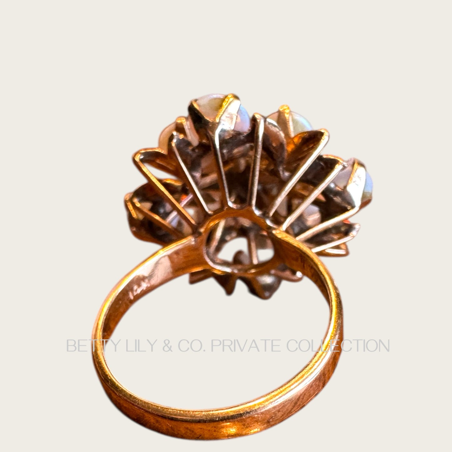Vintage 14K Gold Domed Natural Opal Cluster Ring | Private Collection