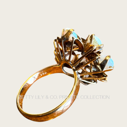 Vintage 14K Gold Domed Natural Opal Cluster Ring | Private Collection