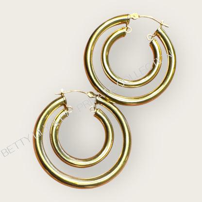 Vintage 14K Double Hoop Loop Earrings | Private Collection
