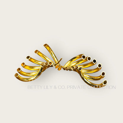 Vintage 14K Gold Sculptural Textured Wing Earrings | Private Collection.