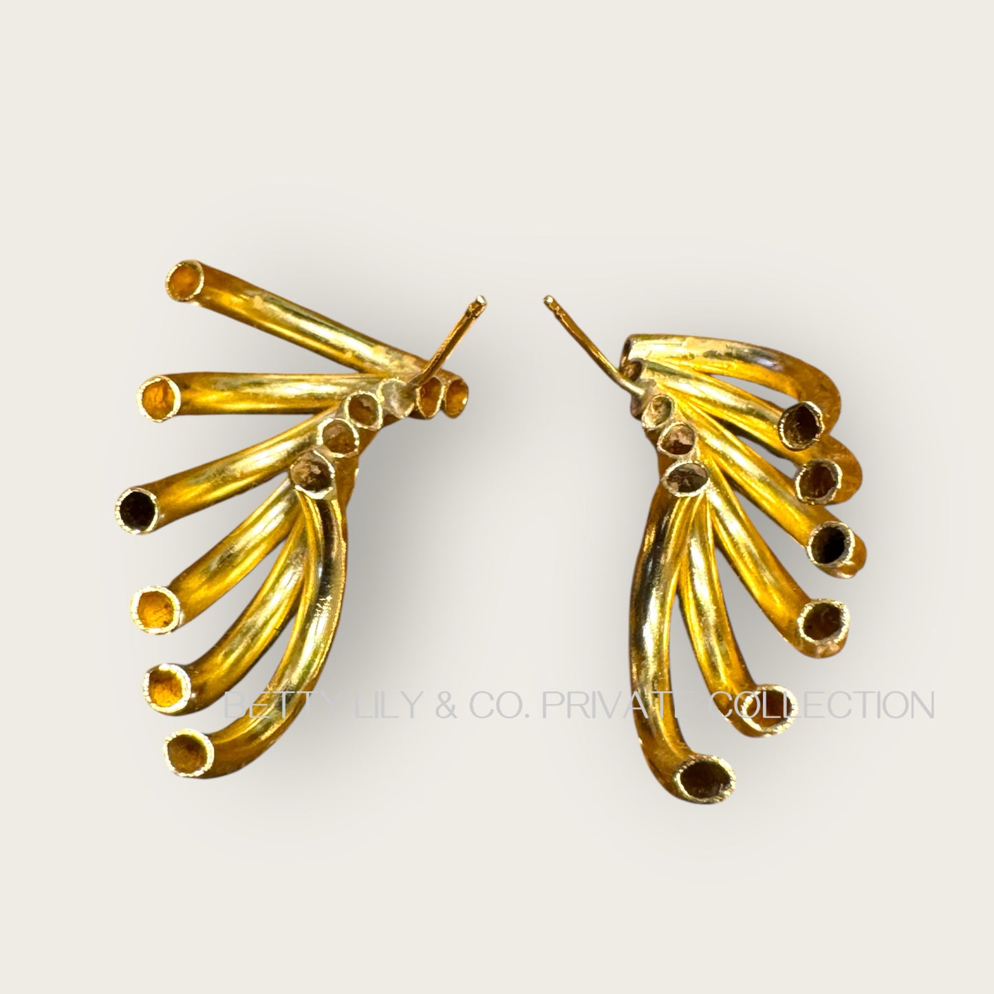 Vintage 14K Gold Sculptural Textured Wing Earrings | Private Collection.