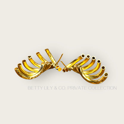 Vintage 14K Gold Sculptural Textured Wing Earrings | Private Collection.