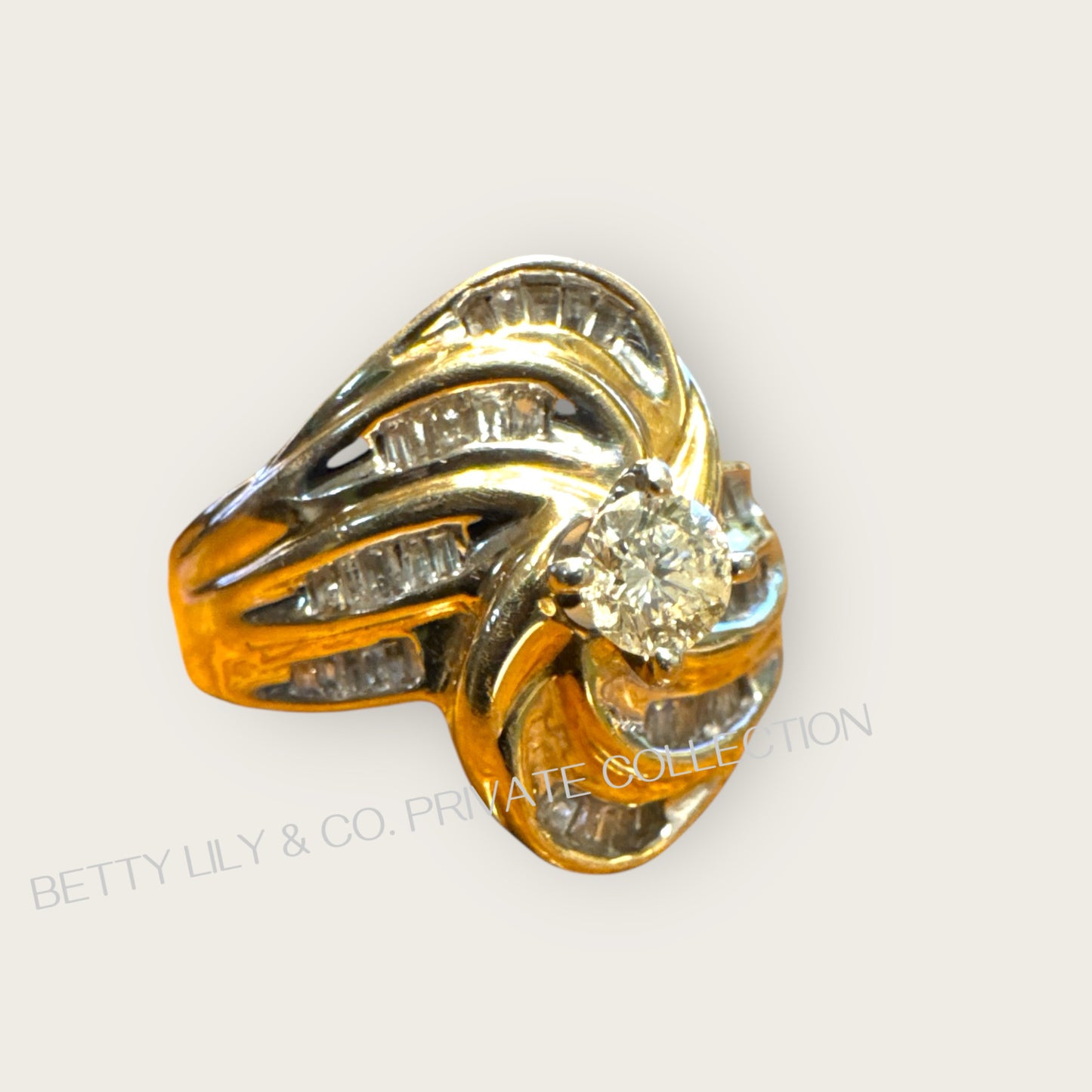 Vintage 10K Yellow Gold Baguette Diamond Ring | Private Collection.