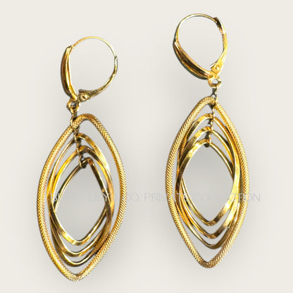 Italian 14K Gold Layered Teardrop Dangle Earrings | Private Collection