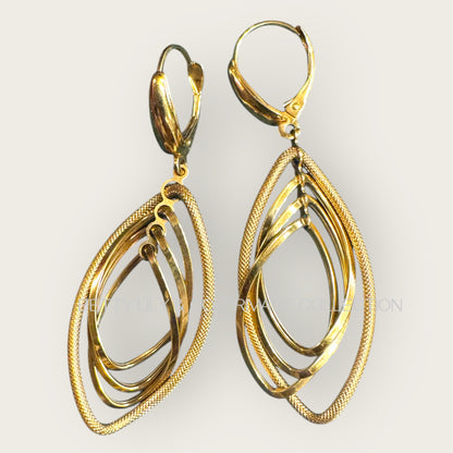 Italian 14K Gold Layered Teardrop Dangle Earrings | Private Collection