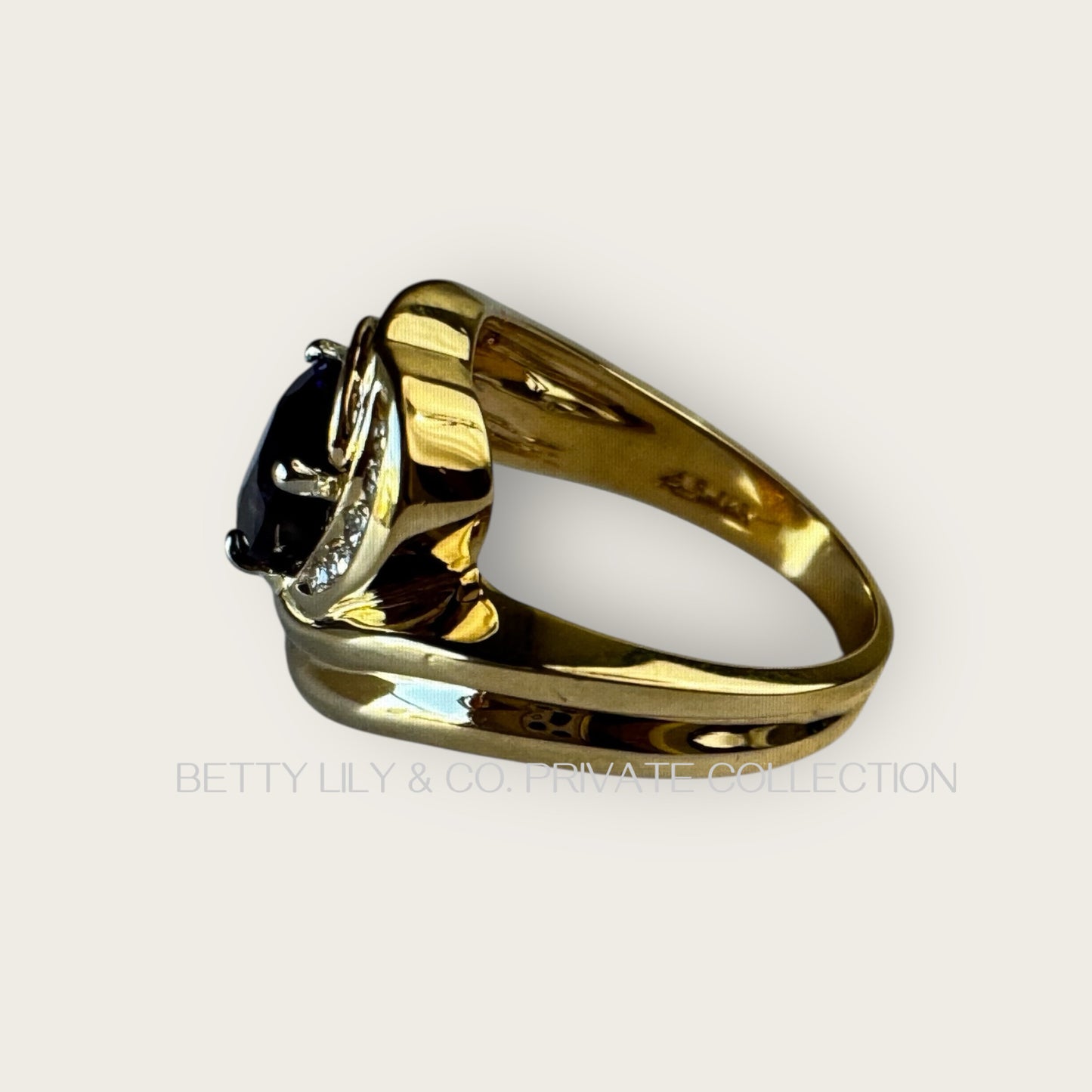 14K Gold Amethyst & Diamond Swirl Cocktail Ring | Private Collection