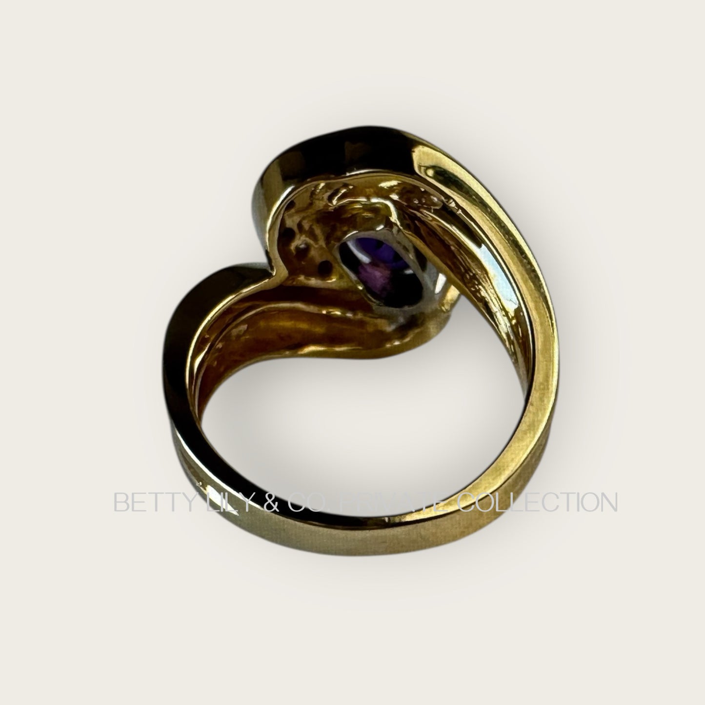 14K Gold Amethyst & Diamond Swirl Cocktail Ring | Private Collection