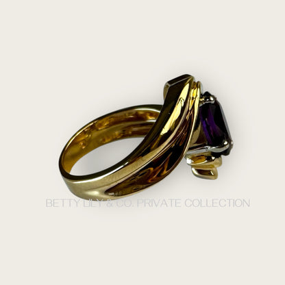 14K Gold Amethyst & Diamond Swirl Cocktail Ring | Private Collection