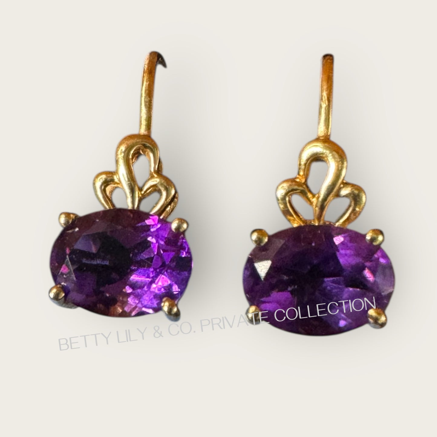 14K Gold Amethyst Leverback Earrings | Private Collection