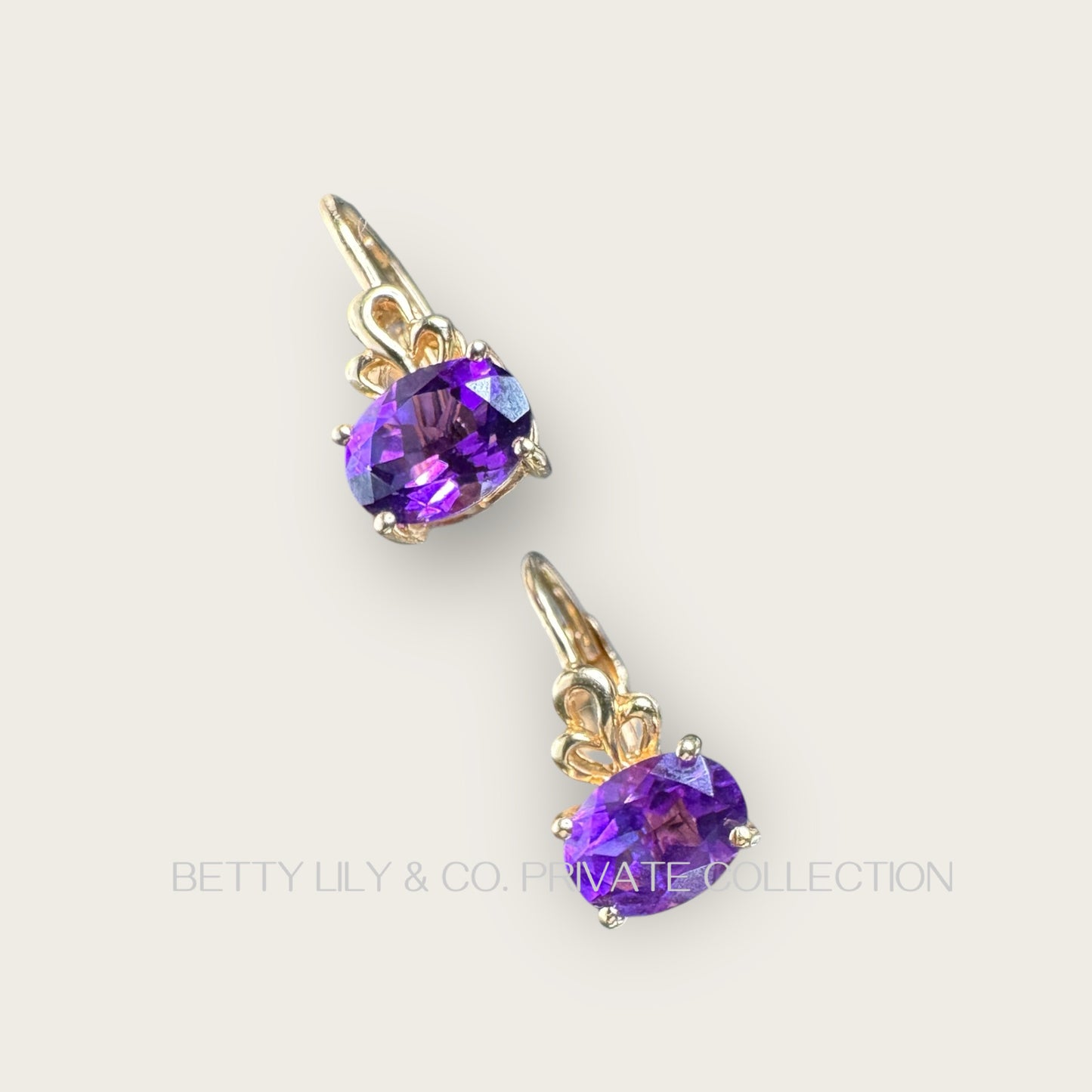 14K Gold Amethyst Leverback Earrings | Private Collection