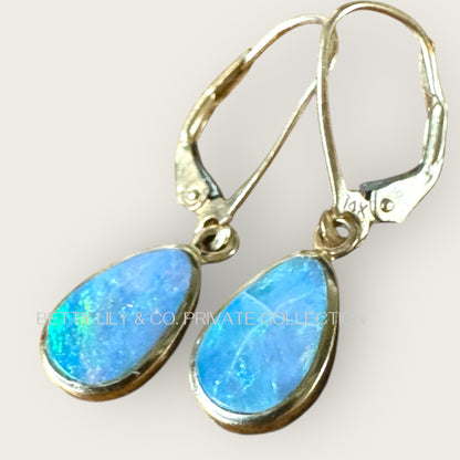 14K Gold Australian Opal Doublet Lever-Back Earrings | Private Collection