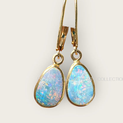 14K Gold Australian Opal Doublet Lever-Back Earrings | Private Collection