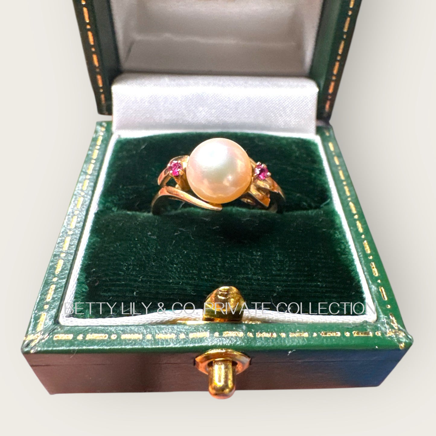 Vintage 18K Yellow Gold Pearl & Pink Spinel Bypass Ring | Private Collection