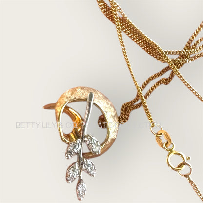 Vintage Canadian 14K Gold Diamond Pendant Necklace – RSB Maker’s Mark | Private Collection