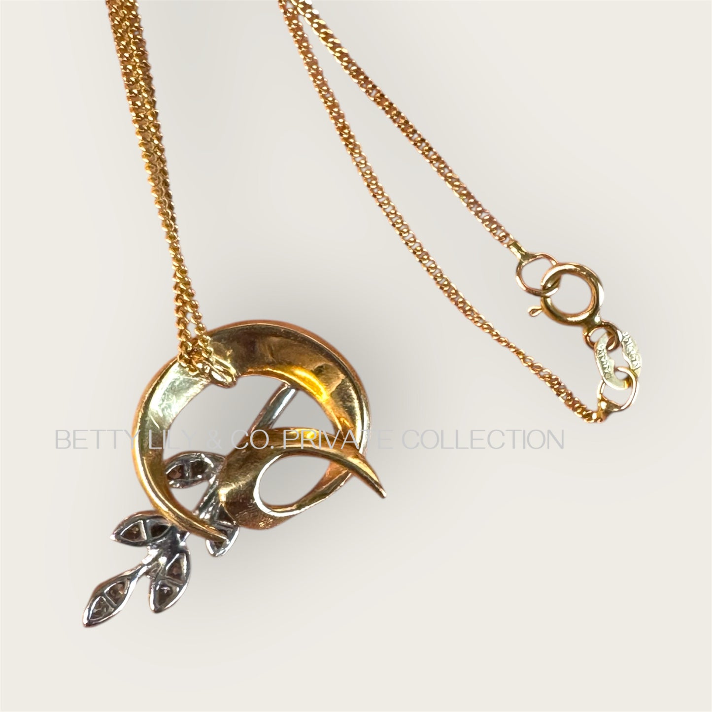 Vintage Canadian 14K Gold Diamond Pendant Necklace – RSB Maker’s Mark | Private Collection