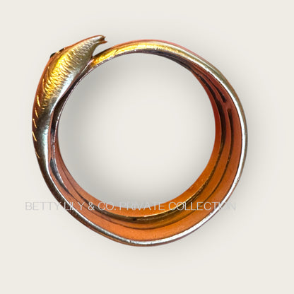 Antique Serpent Ring in Solid 14K Gold with Emerald Eye | Private Collection
