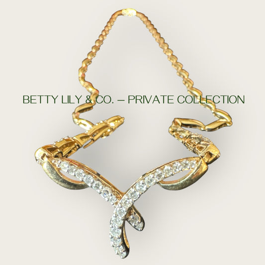 14k Yellow Gold, White Gold & Diamond Ribbon Twist Necklace | Private Collection