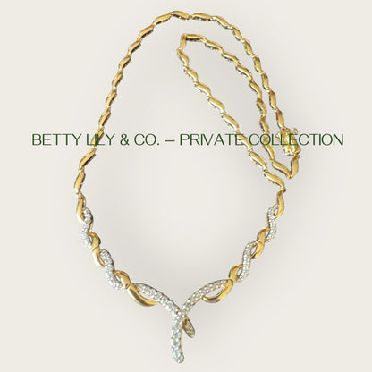 14k Yellow Gold, White Gold & Diamond Ribbon Twist Necklace | Private Collection