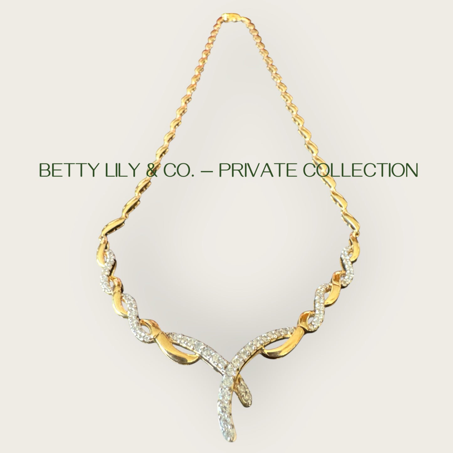 14k Yellow Gold, White Gold & Diamond Ribbon Twist Necklace | Private Collection