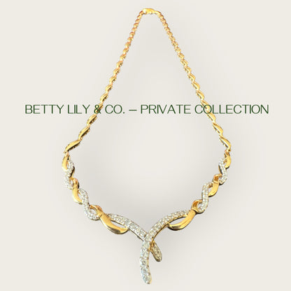 14k Yellow Gold, White Gold & Diamond Ribbon Twist Necklace | Private Collection