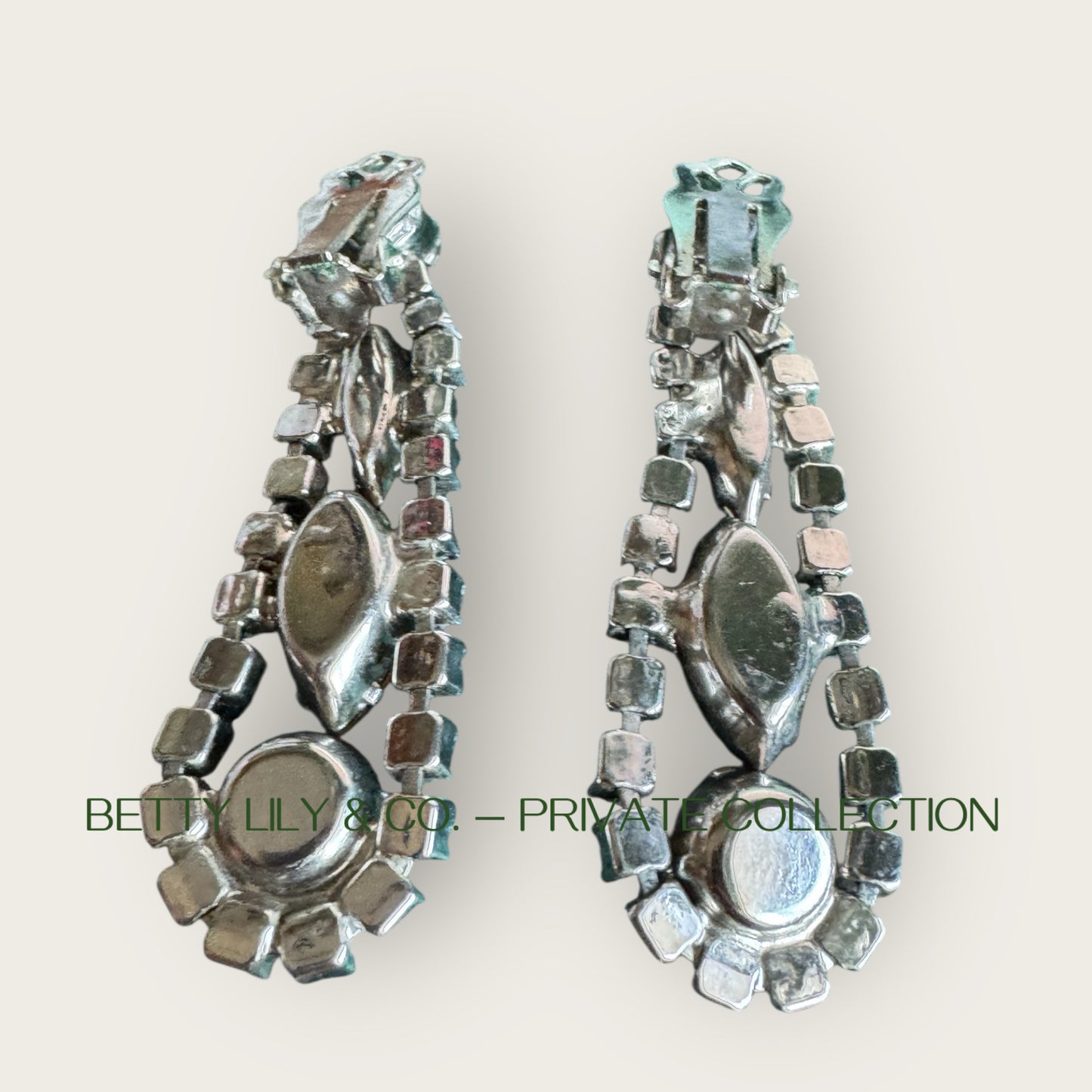 Juliana Verified Book Piece Dangle Earrings – Topaz, Amber, Mint Marquis & Aurora Borealis Rhinestones | Private Collection