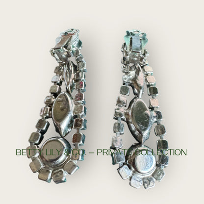 Juliana Verified Book Piece Dangle Earrings – Topaz, Amber, Mint Marquis & Aurora Borealis Rhinestones | Private Collection