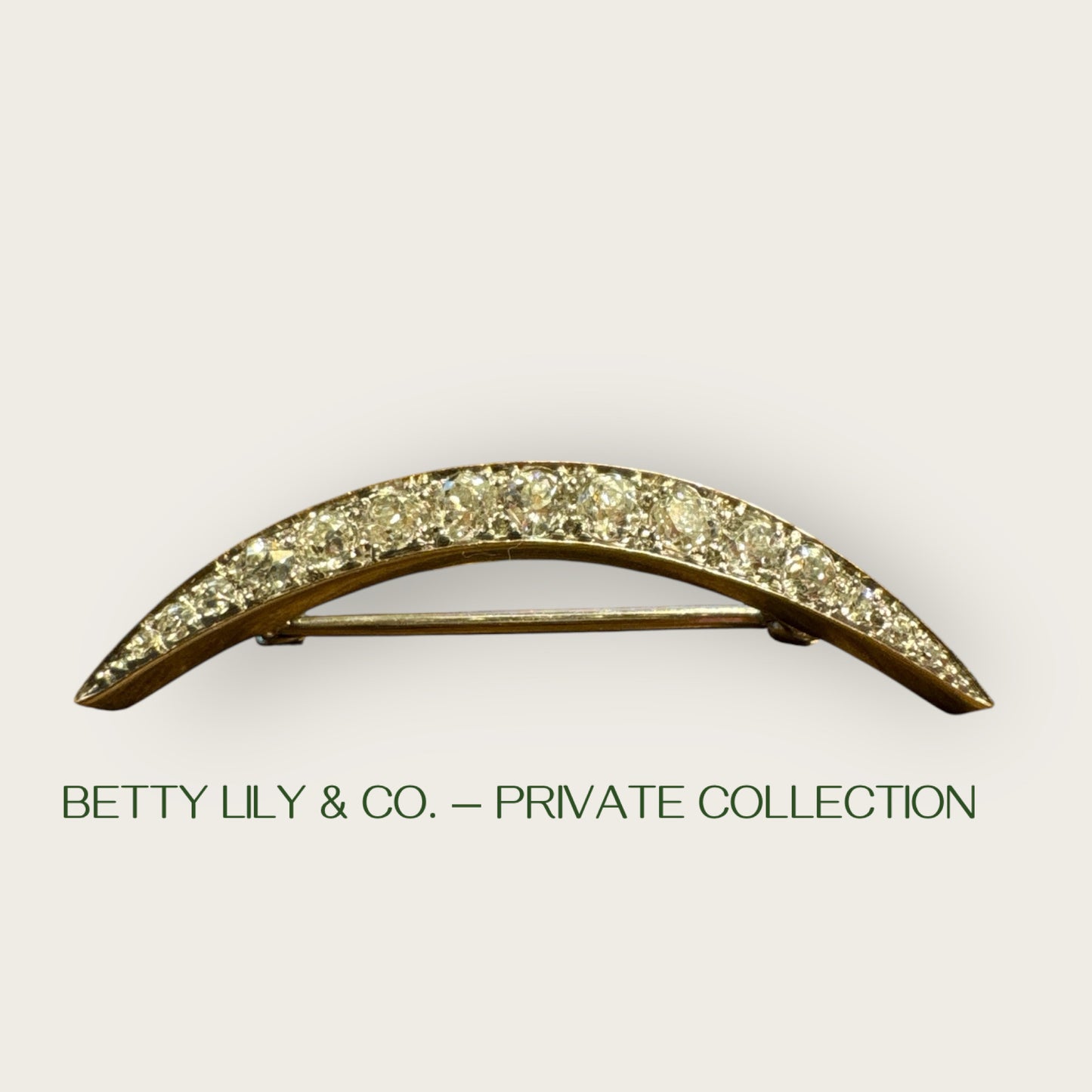 Platinum Diamond Crescent Moon Brooch – Edwardian to Early Art Deco, ca. 1910s–1920s | Private Collection