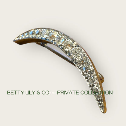 Platinum Diamond Crescent Moon Brooch – Edwardian to Early Art Deco, ca. 1910s–1920s | Private Collection