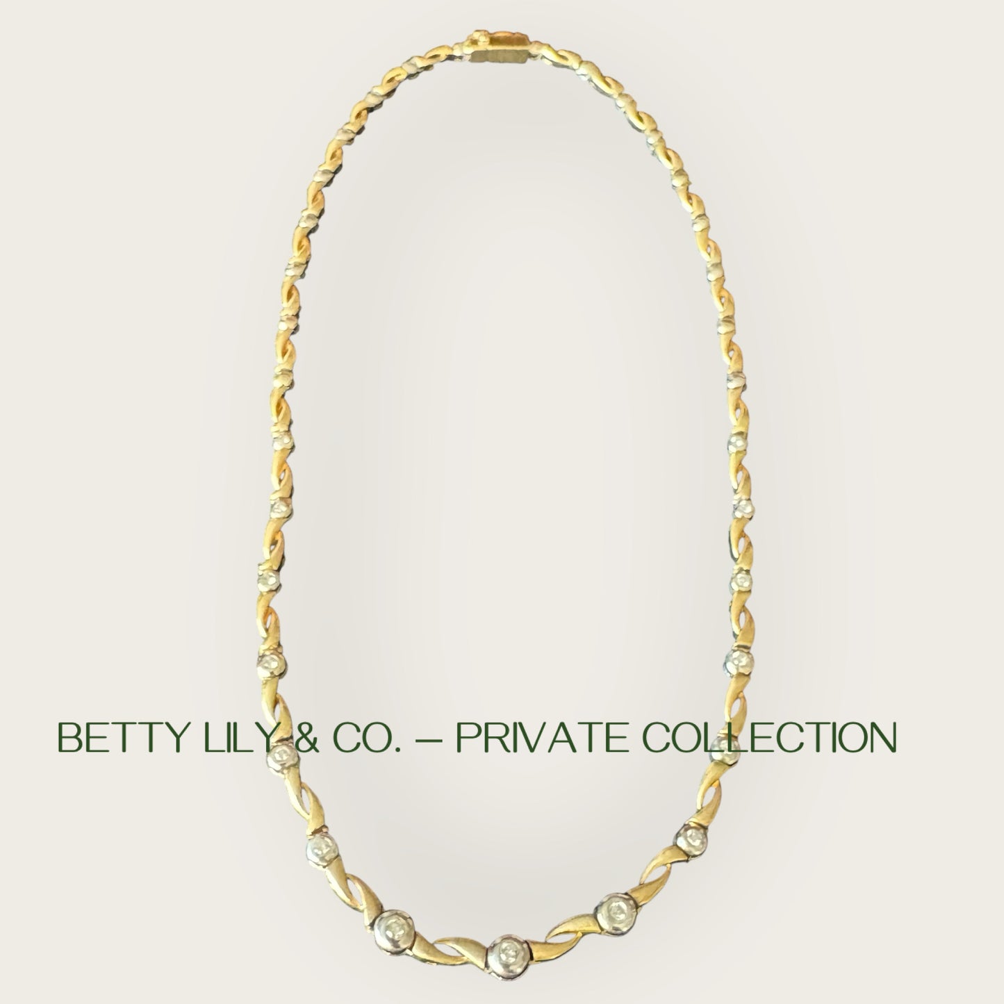 14k Yellow & White Gold Diamond Ribbon Link Choker Necklace | Private Collection