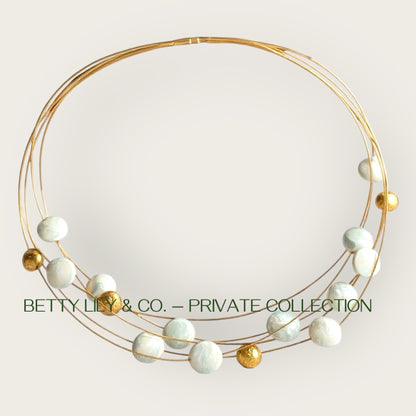 Vintage 18k Gold Coin Pearl Multi-Strand Necklace | Freshwater Pearl Choker | Finely Crafted Statement Jewelry | Private Collection
