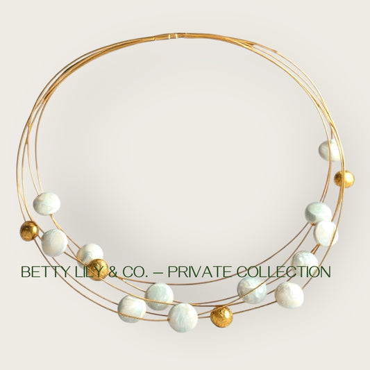 Vintage 18k Gold Coin Pearl Multi-Strand Necklace | Freshwater Pearl Choker | Finely Crafted Statement Jewelry | Private Collection