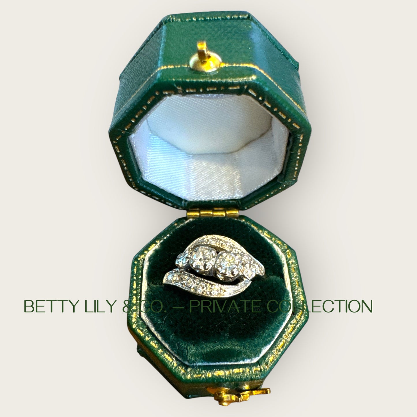 Vintage 14k White & Yellow Gold Toi et Moi Diamond Bypass Ring | Private Collection