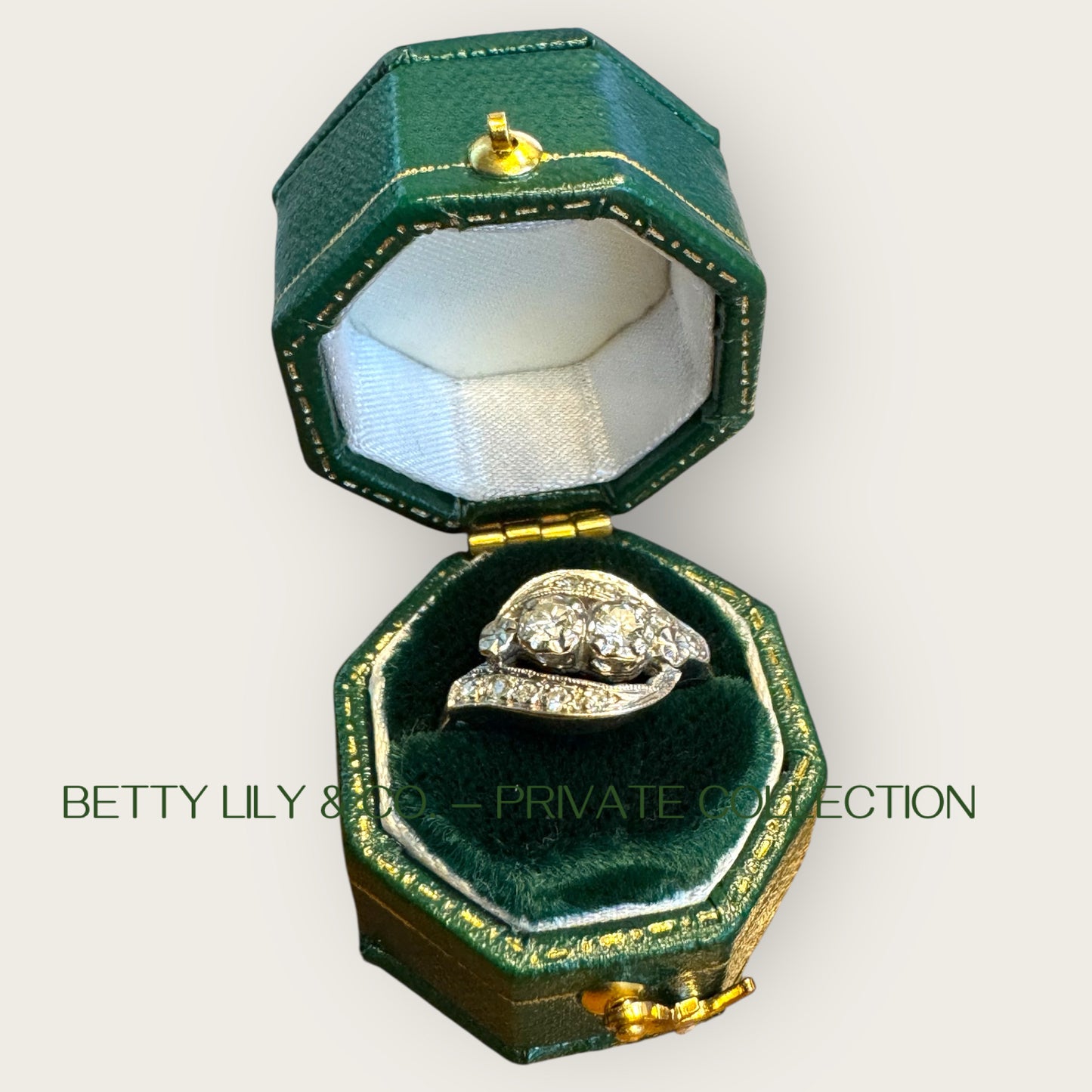 Vintage 14k White & Yellow Gold Toi et Moi Diamond Bypass Ring | Private Collection