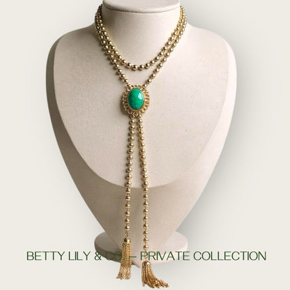 Verified DeLizza & Elster for Avon Green Lucite Bolo Necklace – 1970s Book Piece | Private Collection | Betty Lily & Co.