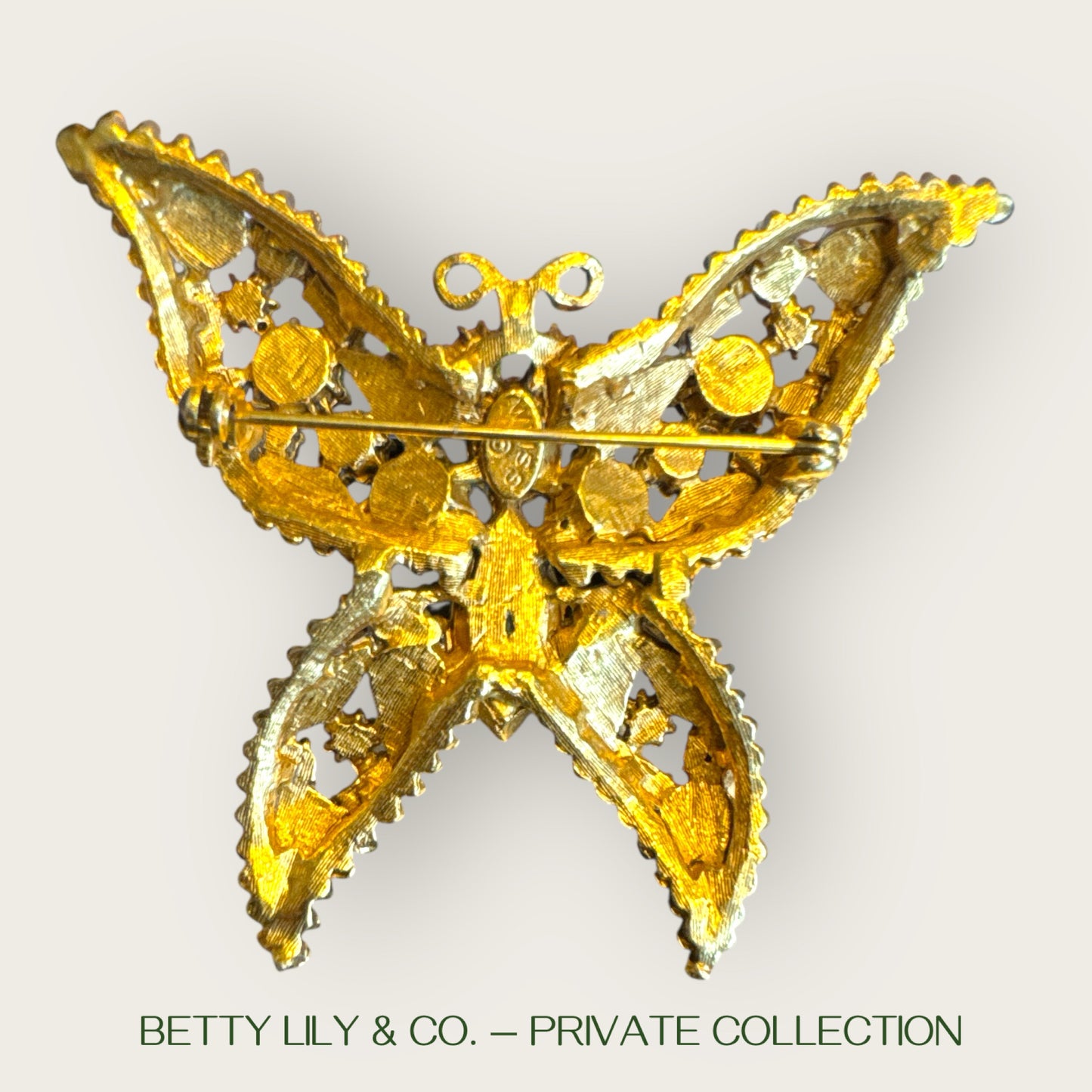Signed Weiss Vintage Green Butterfly Brooch with Uranium Glass – Heavy Gold Tone Statement Pin | Private Collection