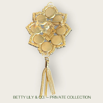 Juliana Green Cabochon & Pink Chaton Tassel Dangle Brooch – Verified Reference #5617 | Private Collection