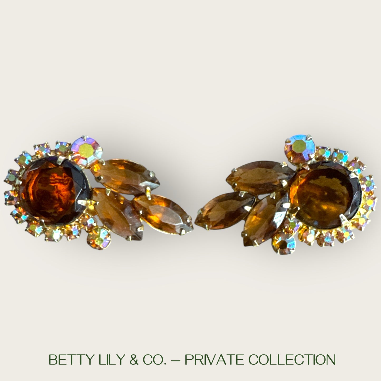 Juliana Root Beer Aurora Borealis Fan Earrings – Verified Book Piece | Private Collection