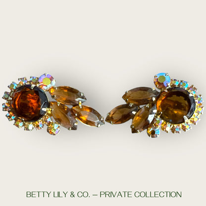 Juliana Root Beer Aurora Borealis Fan Earrings – Verified Book Piece | Private Collection
