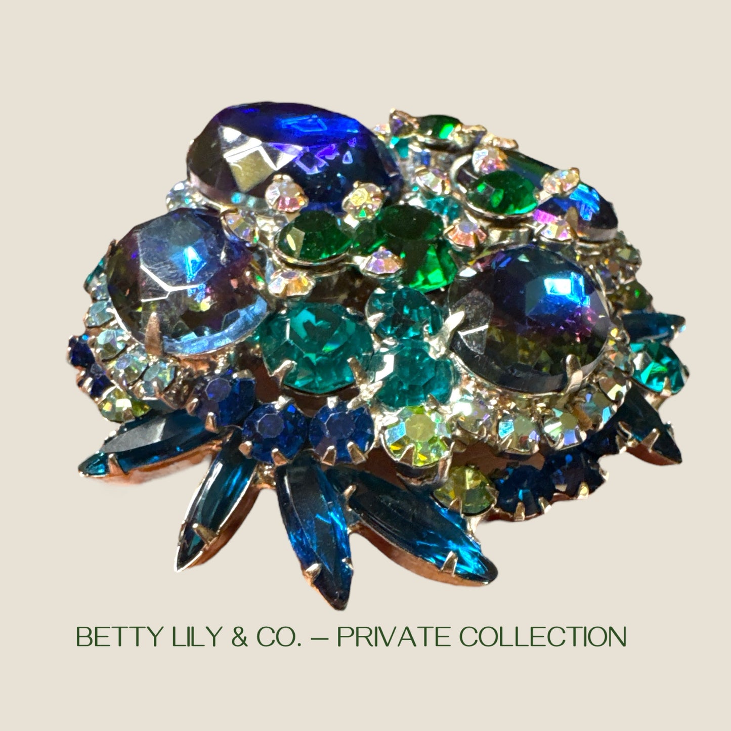 Vintage Juliana Heliotrope Rhinestone Brooch | DeLizza & Elster Watermelon, AB & Emerald Statement Pin | Private Collection